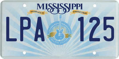 MS license plate LPA125