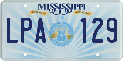 MS license plate LPA129