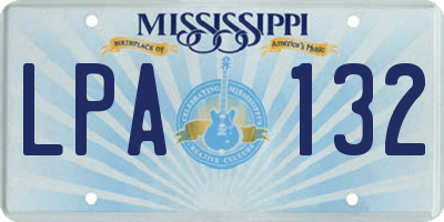 MS license plate LPA132