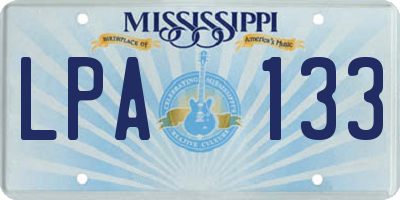 MS license plate LPA133