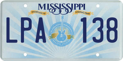 MS license plate LPA138