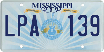 MS license plate LPA139