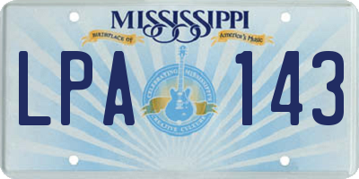 MS license plate LPA143