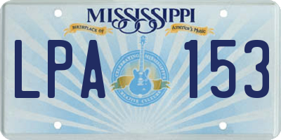 MS license plate LPA153