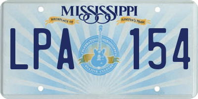 MS license plate LPA154