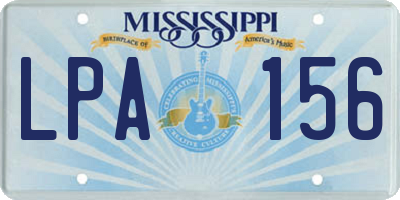MS license plate LPA156