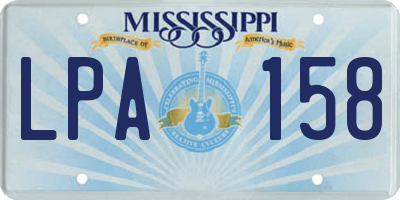 MS license plate LPA158