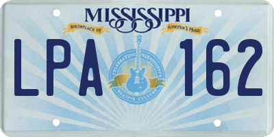 MS license plate LPA162