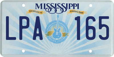 MS license plate LPA165