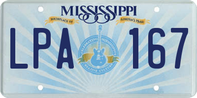 MS license plate LPA167