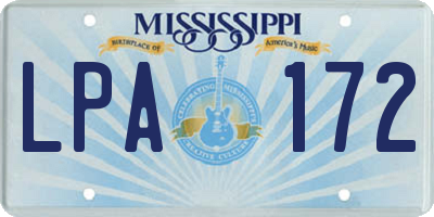 MS license plate LPA172