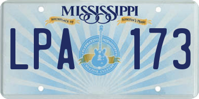 MS license plate LPA173