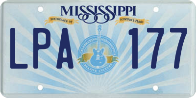 MS license plate LPA177