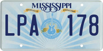 MS license plate LPA178