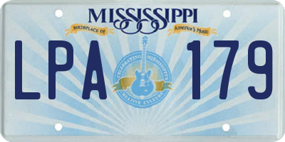 MS license plate LPA179