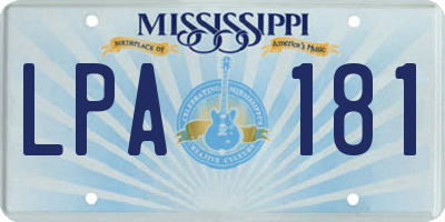 MS license plate LPA181