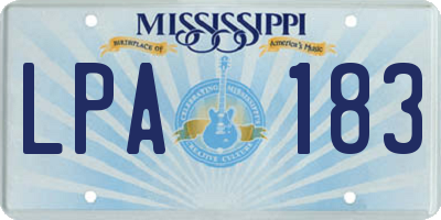 MS license plate LPA183