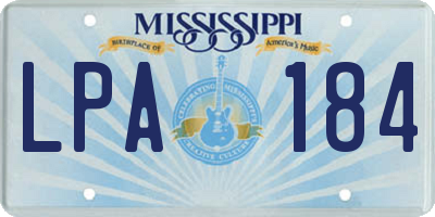 MS license plate LPA184