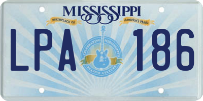 MS license plate LPA186