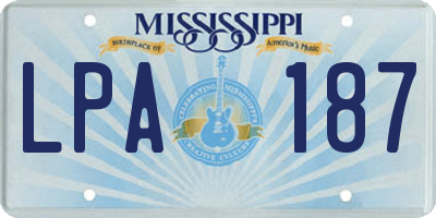 MS license plate LPA187