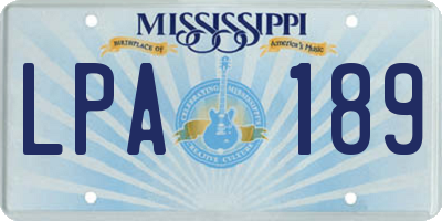 MS license plate LPA189