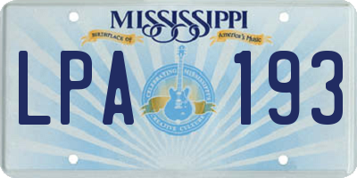 MS license plate LPA193