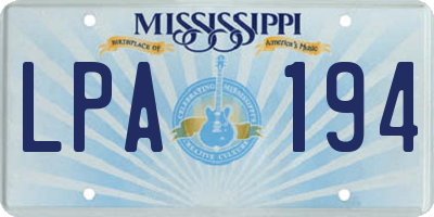 MS license plate LPA194