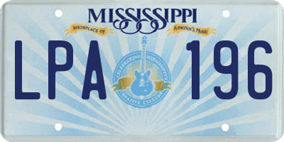 MS license plate LPA196