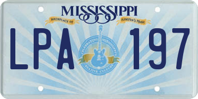 MS license plate LPA197