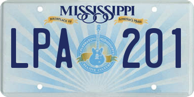 MS license plate LPA201