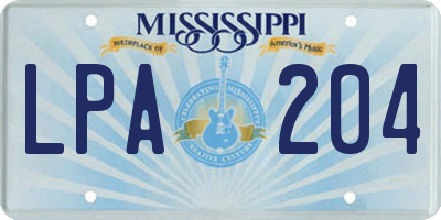 MS license plate LPA204