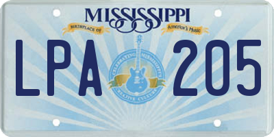 MS license plate LPA205