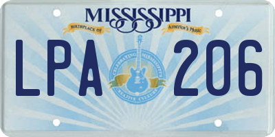 MS license plate LPA206
