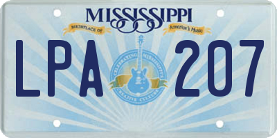MS license plate LPA207