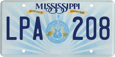 MS license plate LPA208