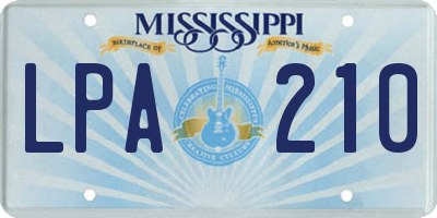 MS license plate LPA210