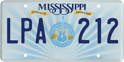 MS license plate LPA212
