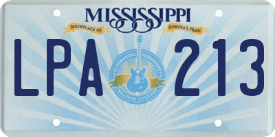 MS license plate LPA213