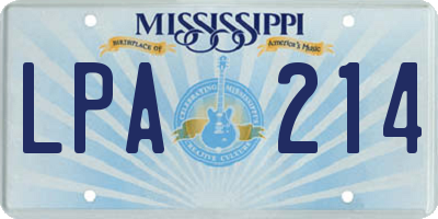 MS license plate LPA214