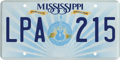MS license plate LPA215