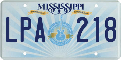 MS license plate LPA218