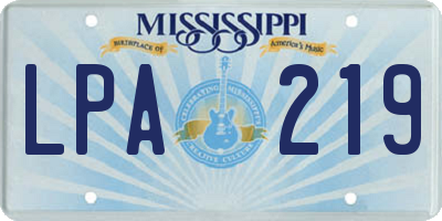 MS license plate LPA219
