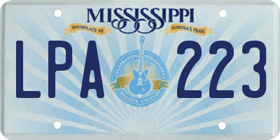 MS license plate LPA223