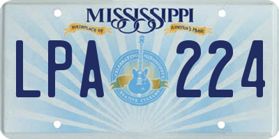 MS license plate LPA224