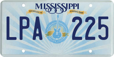 MS license plate LPA225