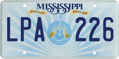 MS license plate LPA226