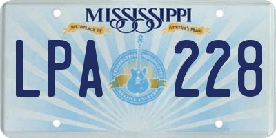 MS license plate LPA228