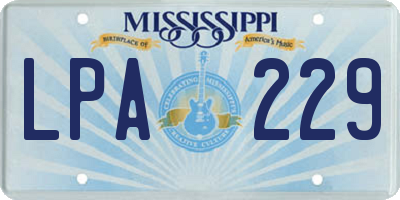 MS license plate LPA229