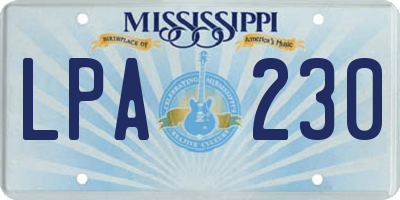 MS license plate LPA230