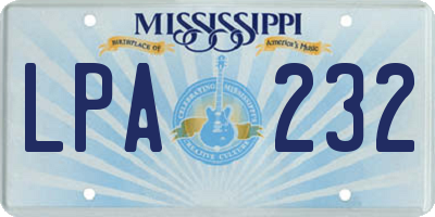 MS license plate LPA232